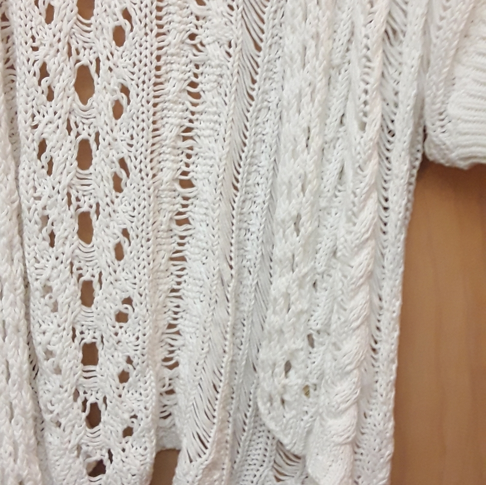 Moth Anthro White Crochet Boho Cottagecore Flowy Cardigan Top M - Picture 2 of 11